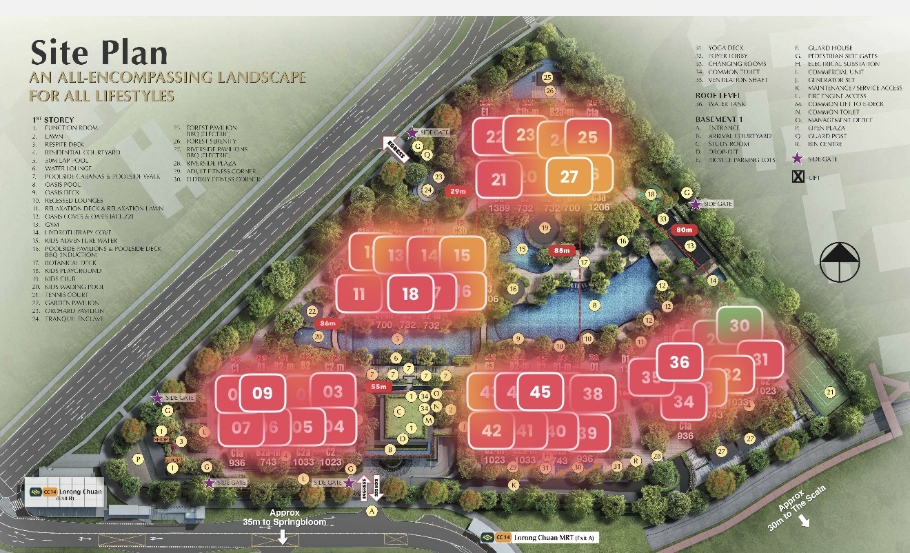 Chuan Park site plan heat map showing remaining unit availability by stack